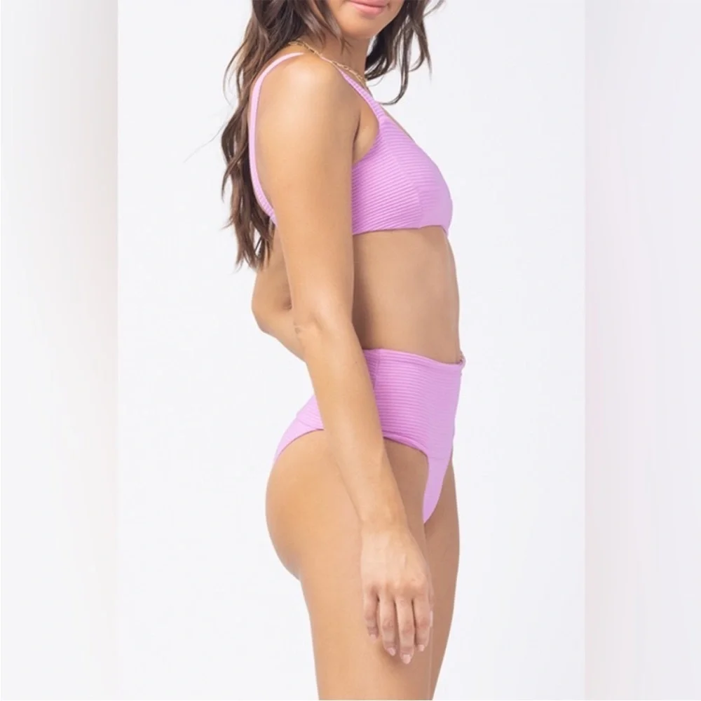 NWT L*SPACE Jess/Desi Ribbed Two-piece Bikini Set | rosebud pink | revolve